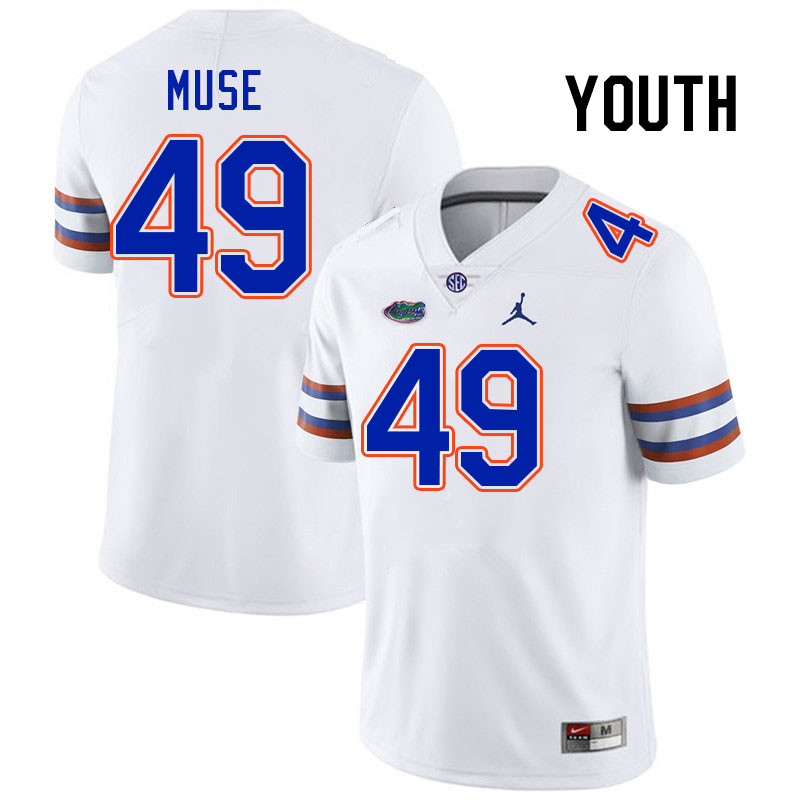 Youth #49 Jack Muse Florida Gators College Football Jerseys Stitched-White